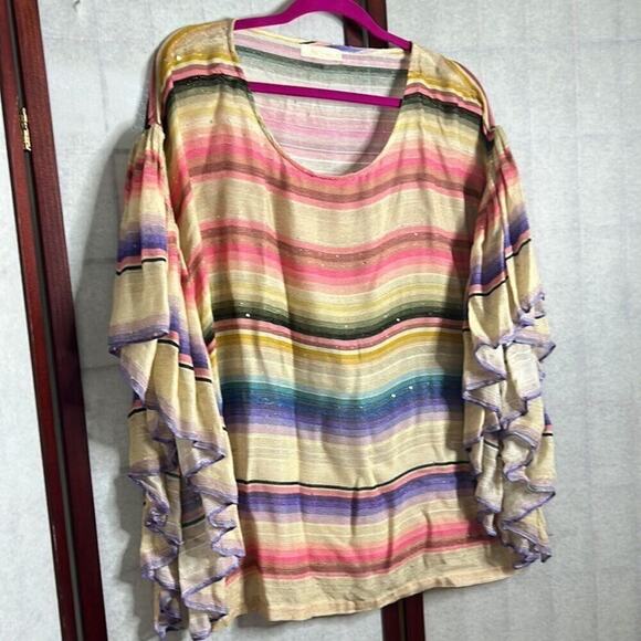 DES DEMOISELLES CABO STRIPED GAUZE TOP SIZE 2 - Picture 3 of 8